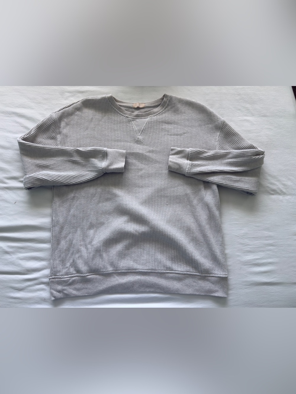 nuuds HEATHERED CREAM Waffle Knit Crewneck Sweater